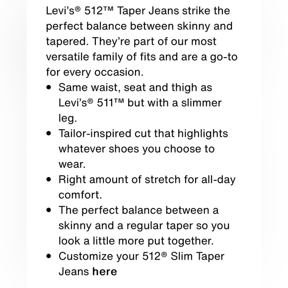 512™ LEVI’S SLIM TAPER FIT MEN'S JEANS Dark Wash 31x30 - Picture 6 of 6